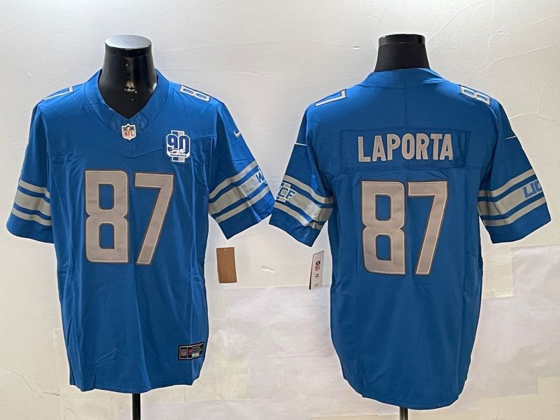 Men Detroit Lions 87 Laporta Blue three generations 2024 Nike Limited NFL Jersey style 01022